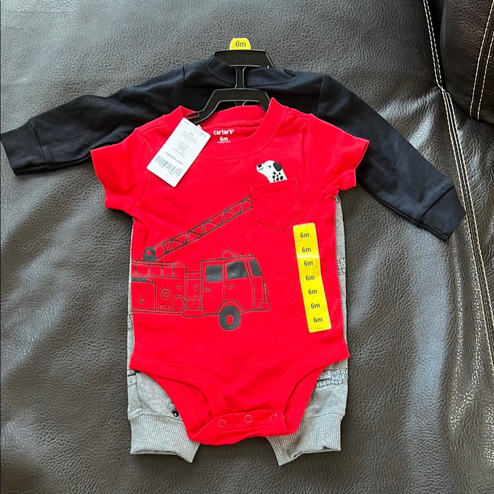 Carter's Red Fire Truck Baby Onesie